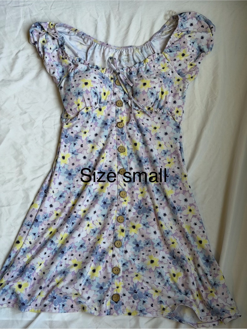 Girls' Floral Button-Front Dress - Lavender Yellow